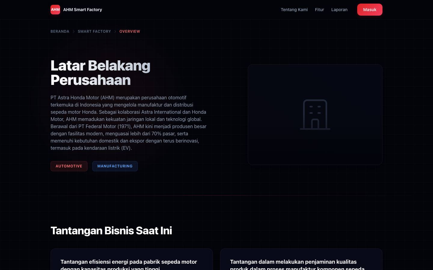 Tampilan situs AHM Smart Factory Platform