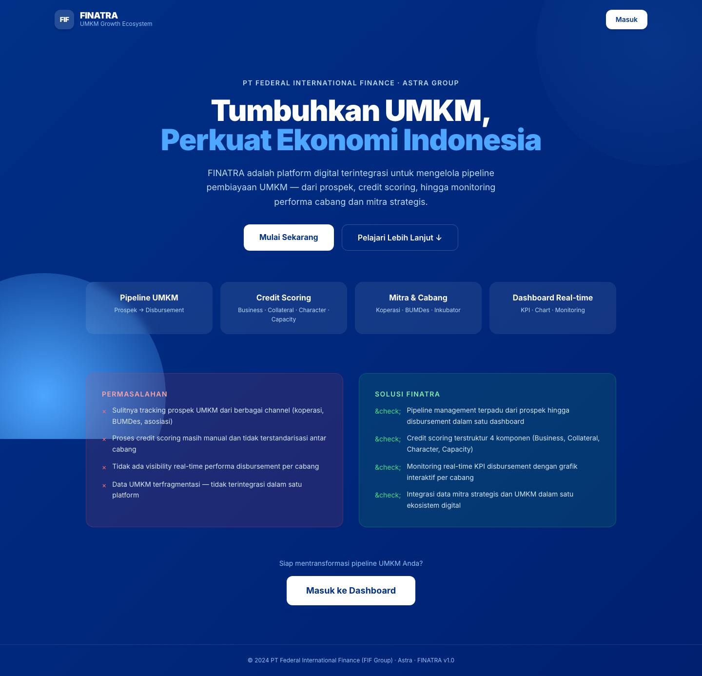 Tampilan situs FINATRA