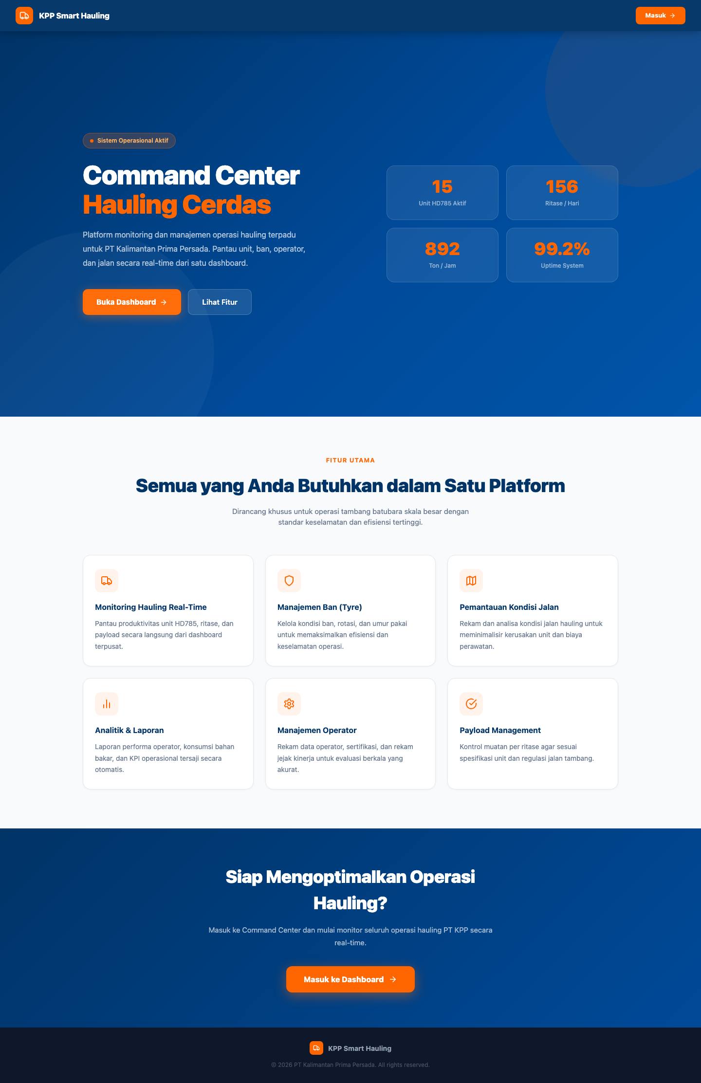 Tampilan situs KPP Smart Hauling